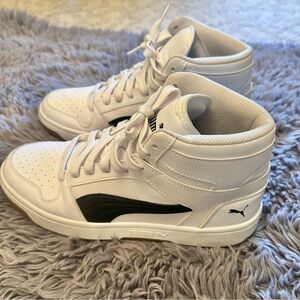 PUMA White and Black Rebound Layup Sneaker